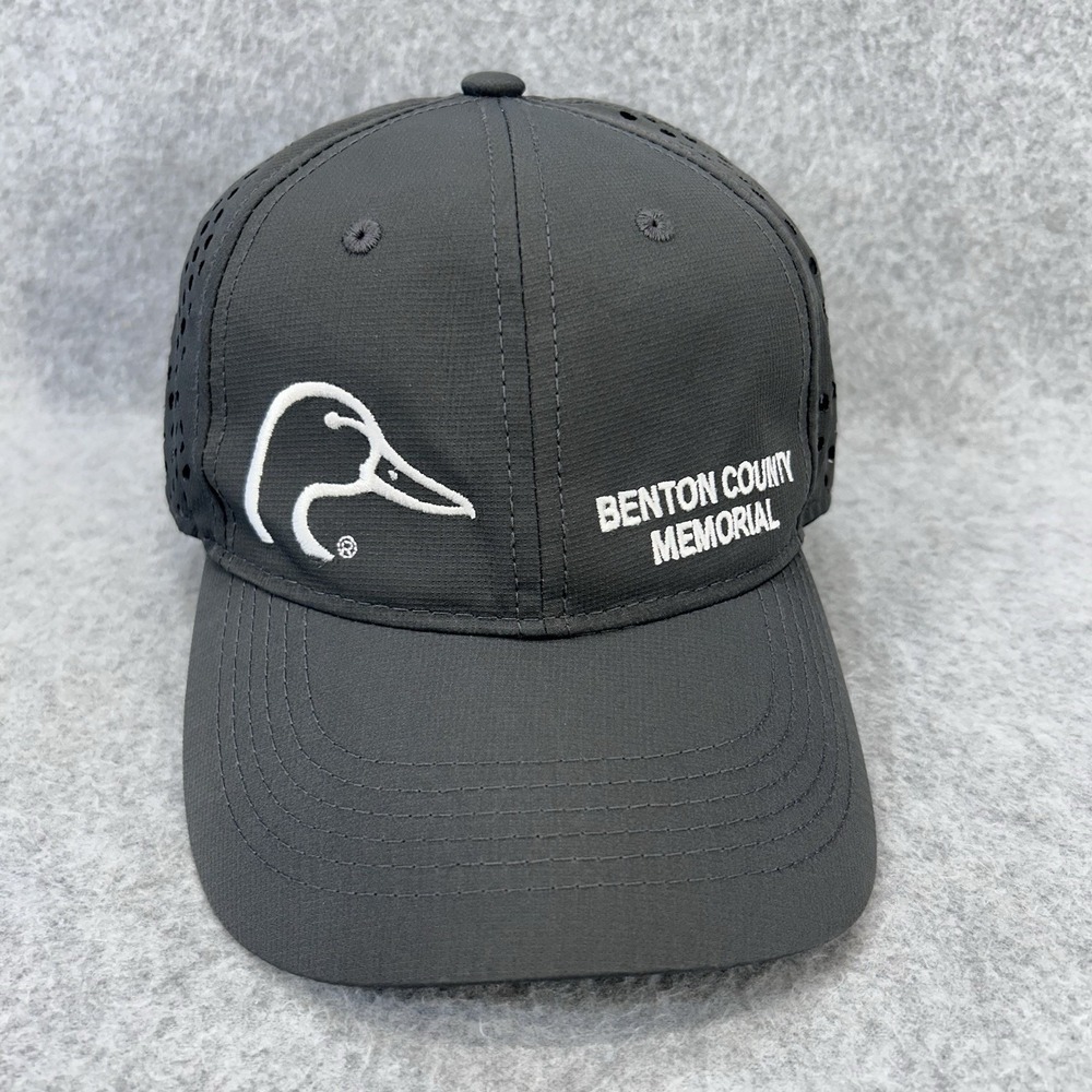 Ducks Unlimited Benton County Memorial Mens Gray Hat Strapback Perforated OSFM